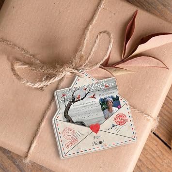 Pavo A Letter from Heaven Personalized Acrylic Ornament Custom Photo & Message Engraving Memorial Gift in Memory of Loved One Clear One-Sided Keepsake