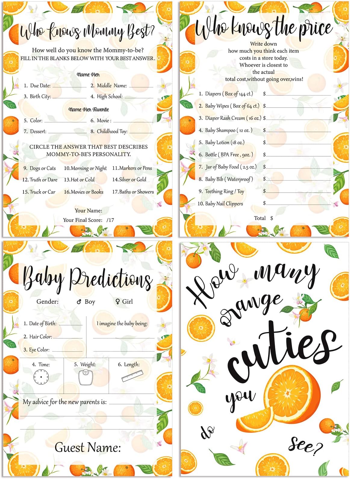 Zonon Baby Shower Game Cards Set - 60 Pieces, Multicolor, Unisex-Adults