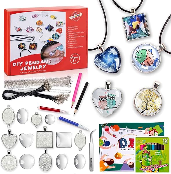 EFO SHM Bastelset Kinder Basteln Ketten Selber Machen Schmuckset Armbänder Anhänger Halsketten für Mädchen Jungs und Erwachsene, Großartig als Geschenk - 1
