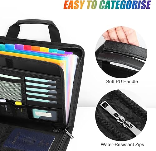 Miniatura 5 de Uquelic Estuche de almacenamiento de archivos ignífugo, fibra de vidrio recubierta de silicona, resistente al agua con cremallera y asa, carpeta de