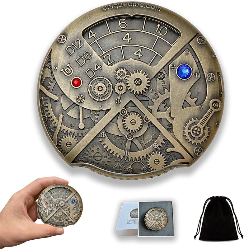 UD Unique Roulette Dice Dados mecánicos Spinner DND Steampunk Metal Dragons D y D Dice Set con TRPG DND Dice 7 en 1 Spinner Metal D&D Dice Set Juegos de rol Jugadores DM Game Masters