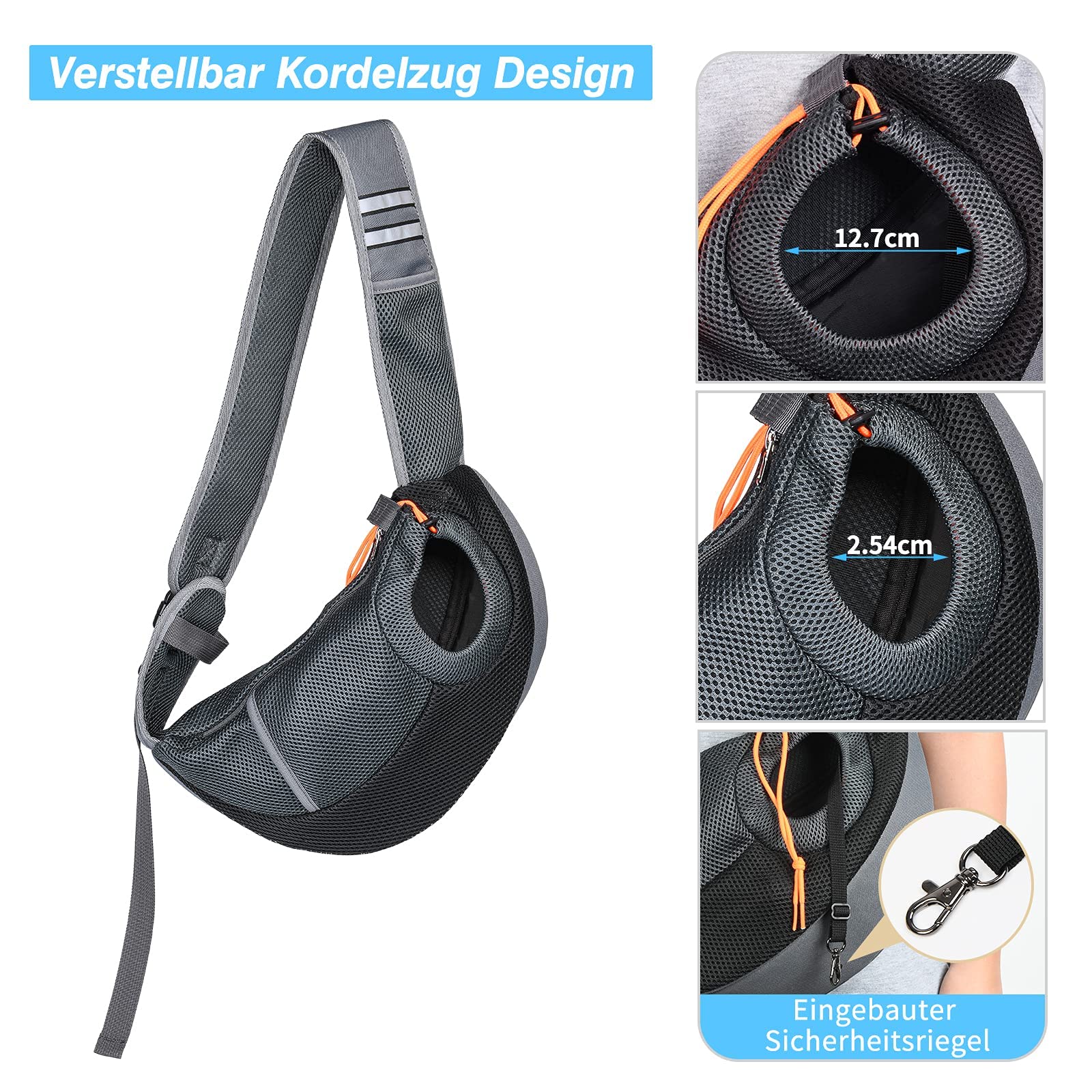 Trendecor Hondendraagdoek Voor Kleine Honden – Tot 9 Kg – Verstelbare Riem – Handsfree – Grijs – Ook Voor Katten – Comfortabel En Ergonomisch