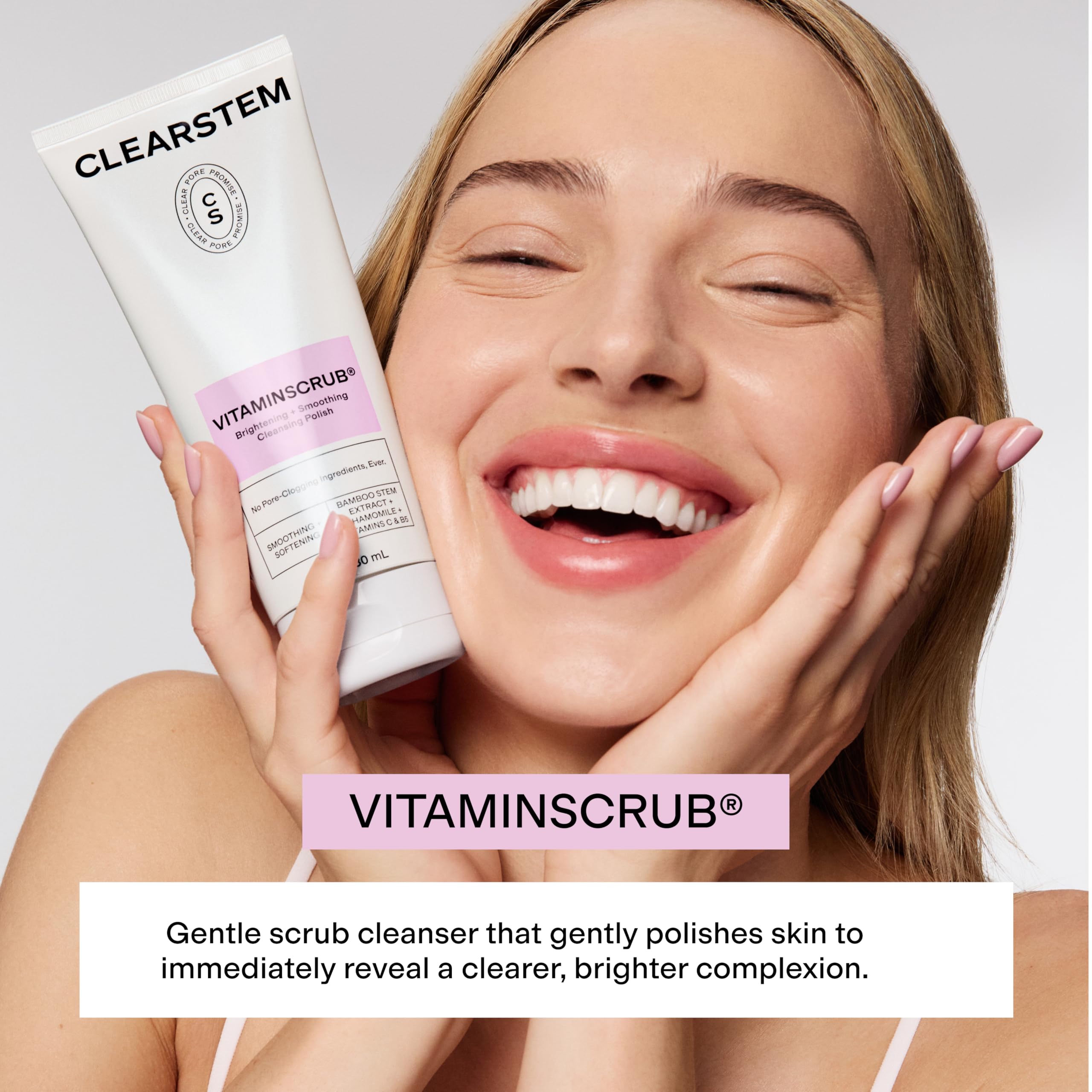 CLEARSTEM VITAMINSCRUB - Limpiador exfoliante con antioxidantes, gel limpiador para cara y cuerpo, vitamina C