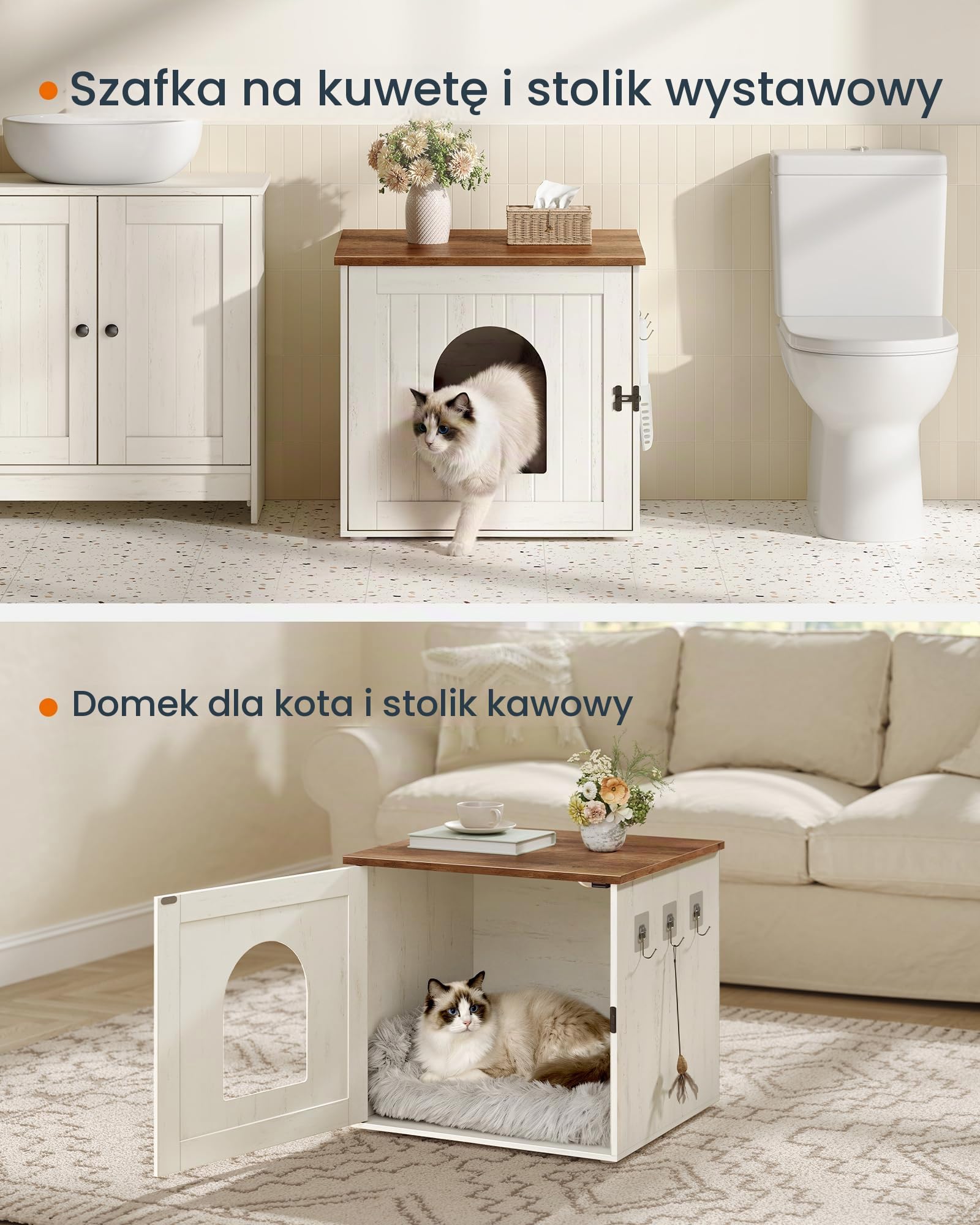 SONGMICS HOME Szafka na Kuwetę dla Kota, Łatwy Montaż bez Narzędzi
