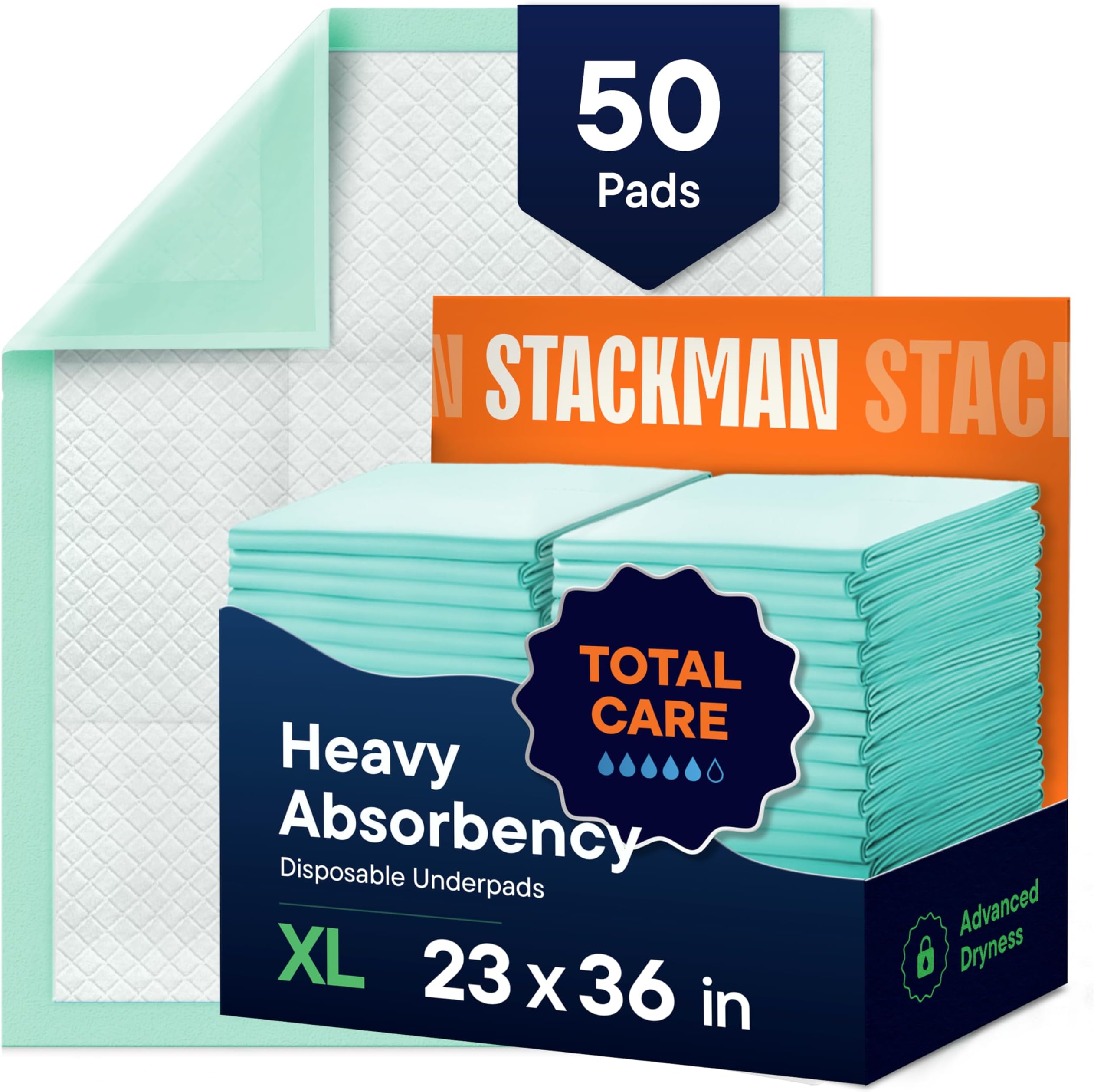 Chucks Pads Disposable [50-Pack] Underpads 23x36 Incontinence Chux Pads Absorbent Fluff Protective Bed Pads, Pee Pads for Babies, Kids, Adults & Elderly | Puppy Pads Large for Training Leak Proof