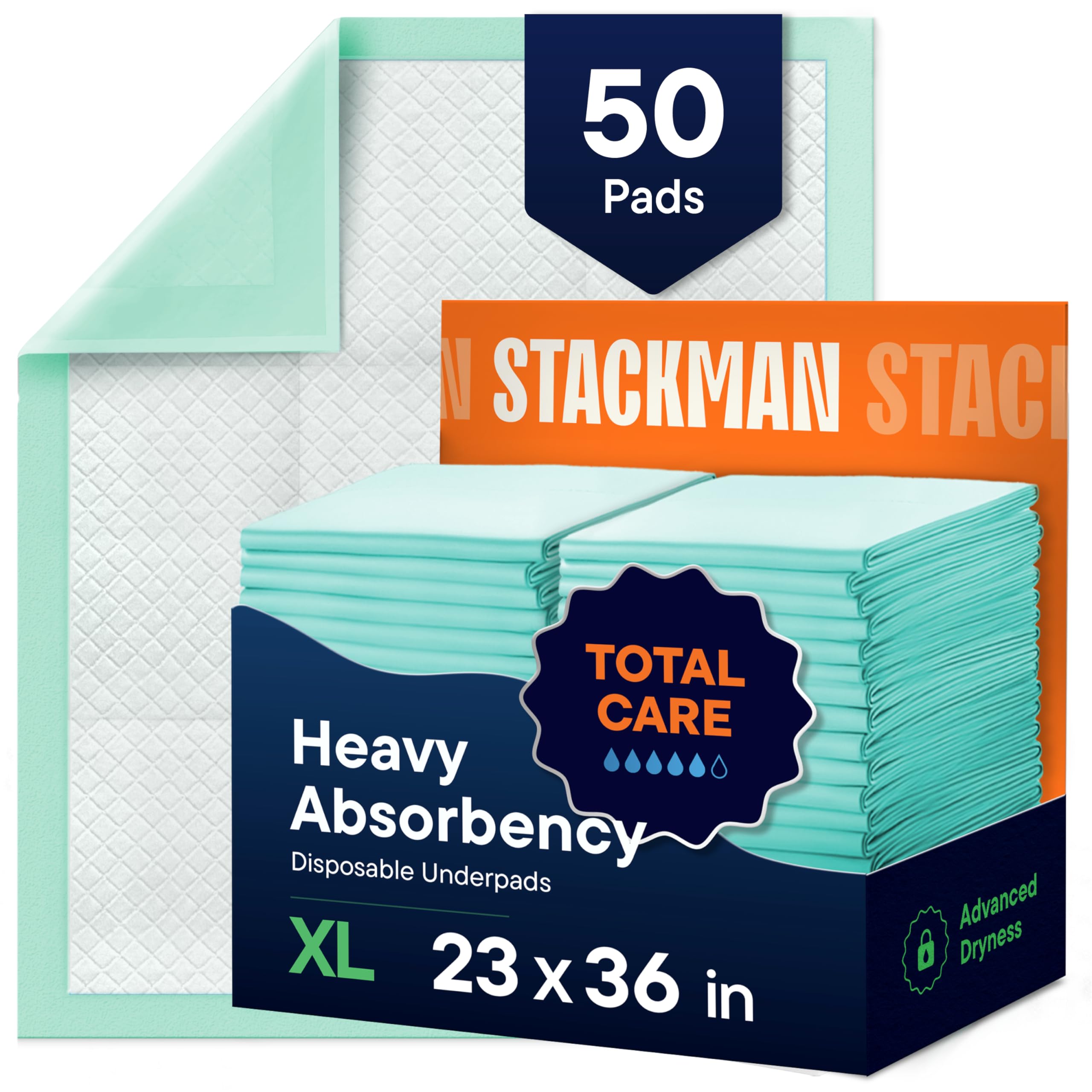 Chucks Pads desechables [50 unidades] Almohadillas para incontinencia de 23 x 36 pulgadas, almohadillas protectoras absorbentes de pelusa, almohadillas para orina para bebés, niños, adultos y ancianos