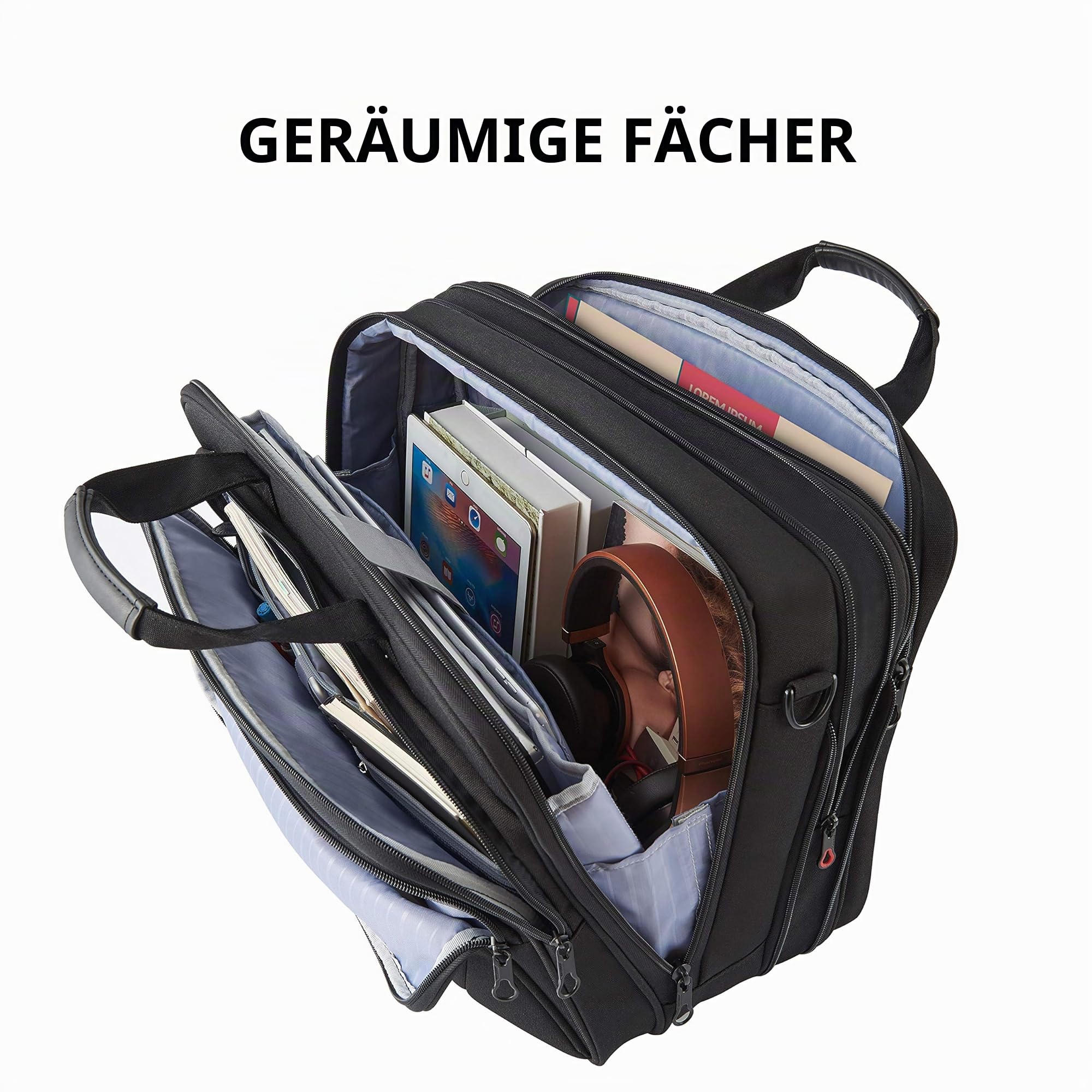 KROSER 18 Zoll Handtasche, Laptoptasche bis 17,3 Zoll, wasserdicht, dehnbar, Dokumententasche mit Schultergurt, für Reisen/Geschäft/Schule/Herren/Damen, Laptop Bag