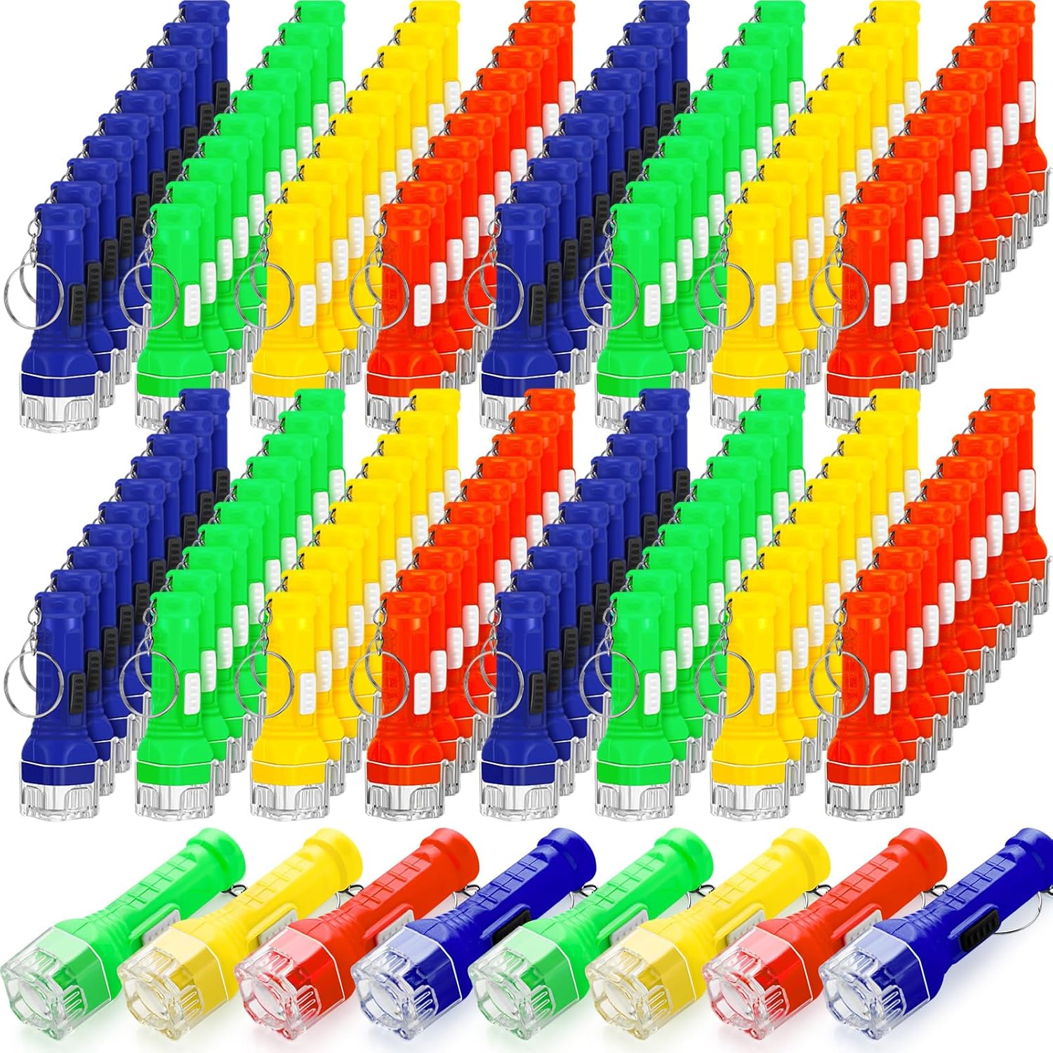 Kigeli 200 Pcs Mini LED Flashlight Keychain Assorted Colors
