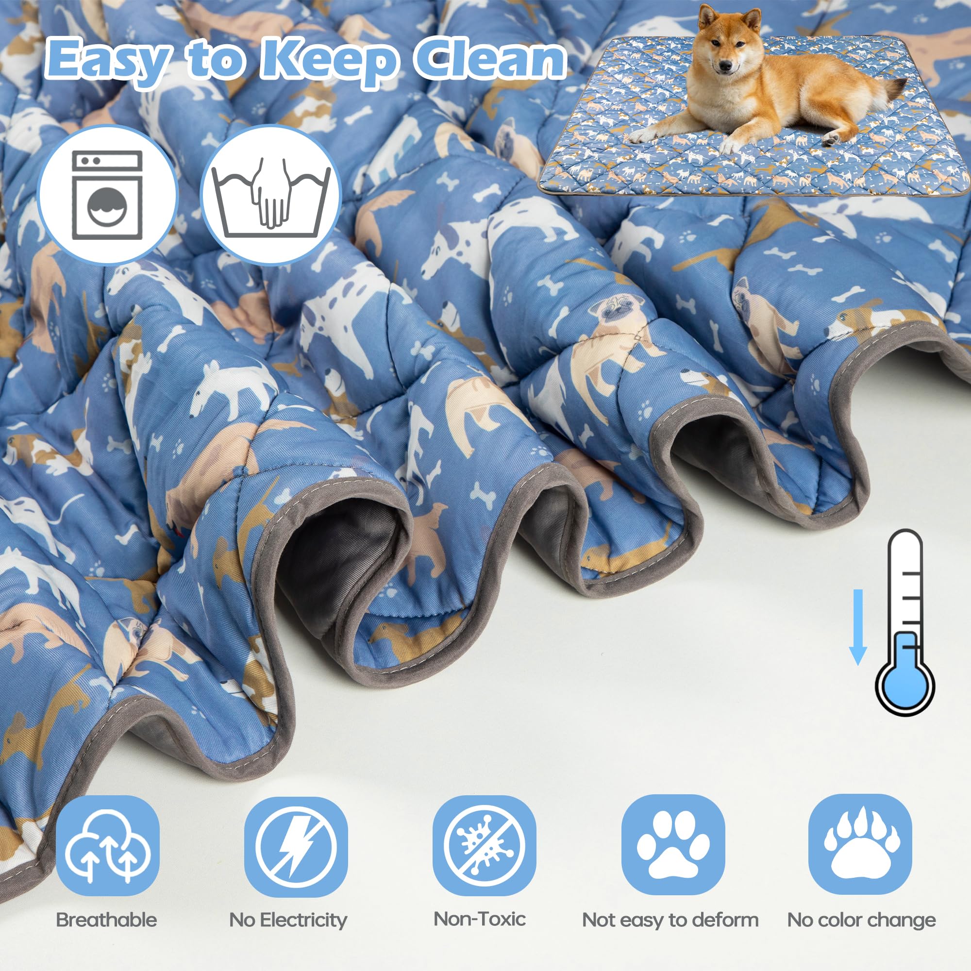 Alfombrilla de refrigeración para perros, almohadilla de hielo auto fría para gatos, manta ligera para mascotas, tela fresca de verano para cachorros, tapete lavable para dormir para perros