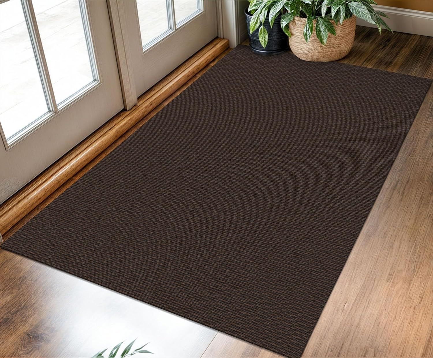 kozyfly washable entryway rug 3x5 ft area rugs cotton rubber backed throw rugs indoor door mat kitchen rugs braided floor carpet for front entrance bathroom kitchen living room, coffee 3' x 5' (36"x60") coffee