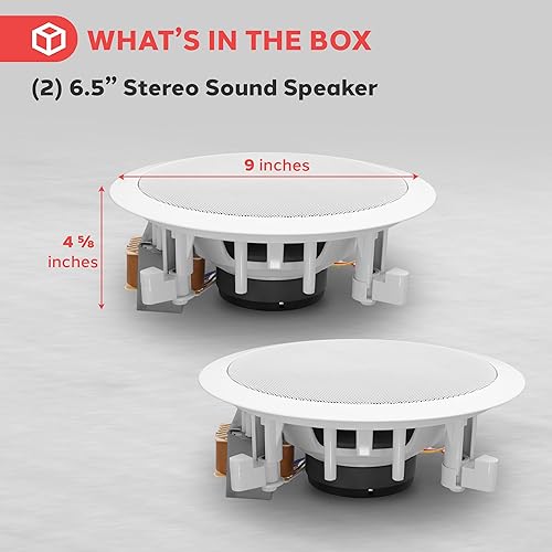 Miniatura 6 de Pyle Altavoces de montaje en techo de 6.5 pulgadas y 70 V, par de altavoces de bajo medio de 2 vías, transformador de altavoces de 1 pulgada, diseño