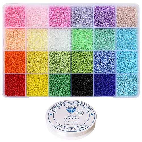 Bala&Fillic Size 10/0 Glass Seed Beads About 13200pcs in Box 24 Multicolor Assortment Craft Seed Beads for Jewelry Making (About 550pcs/Color, 24 Colors) - 24 Colors Lot 3 - 10/0 -2.6mm
