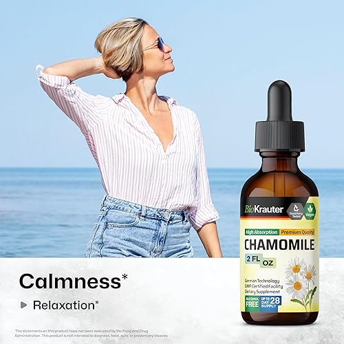 Miniatura 2 de BIO KRAUTER Extracto de manzanilla - Suplemento de manzanilla vegana pura de gotas líquidas de 670 mg por porción, 2 onzas líquidas, suministro de