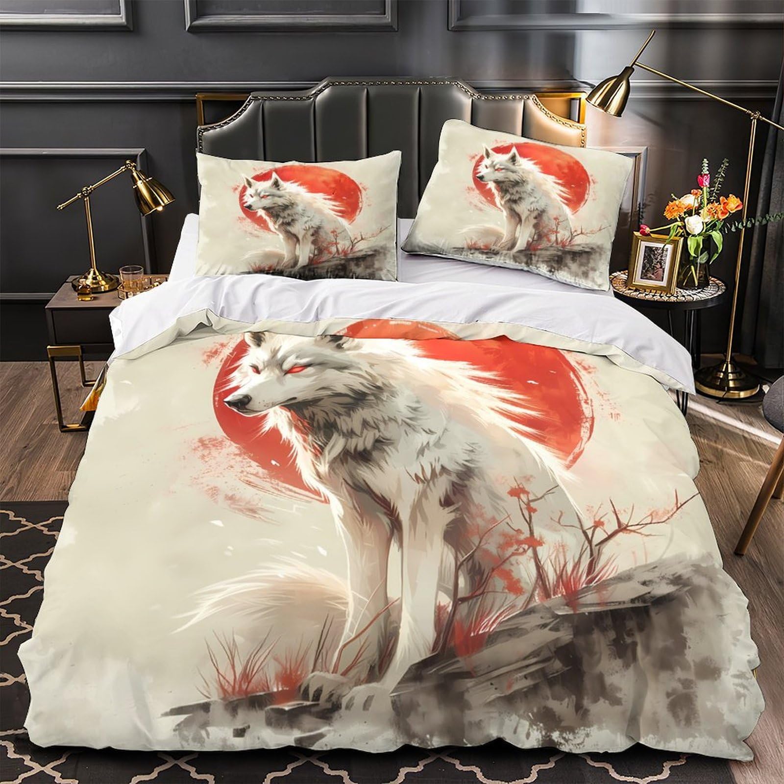 Parure de couette loup 3D effet ultra doux microfibre super king size