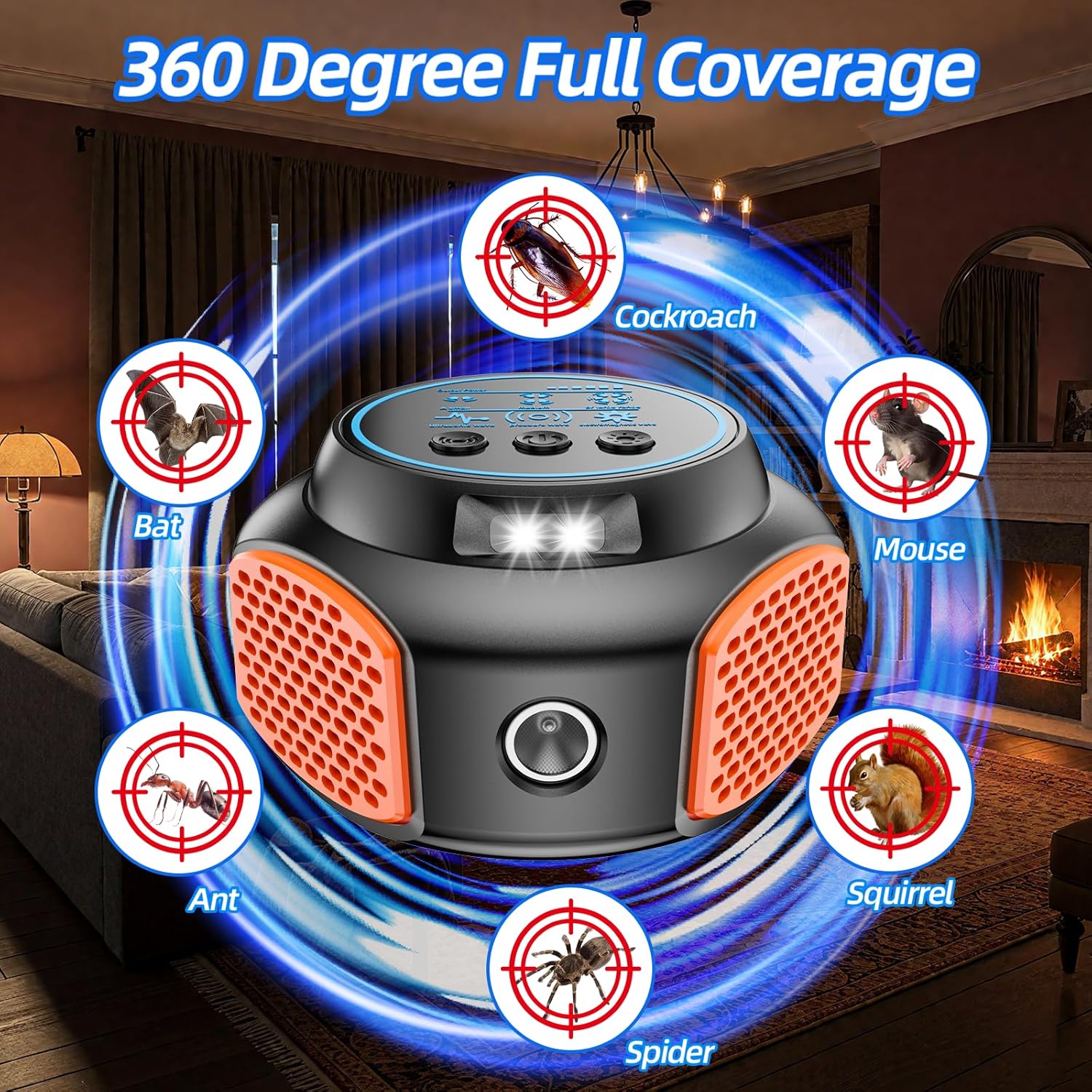 Ultrasonic Rodent Repellent Indoor Electronic Mouse Repellent 3IN1 Rat Deterrent Rodent Fortress Mini Mice Repellent Rat Noise Repeller Indoor for House, Kitchen Garage Attic(2Pack)