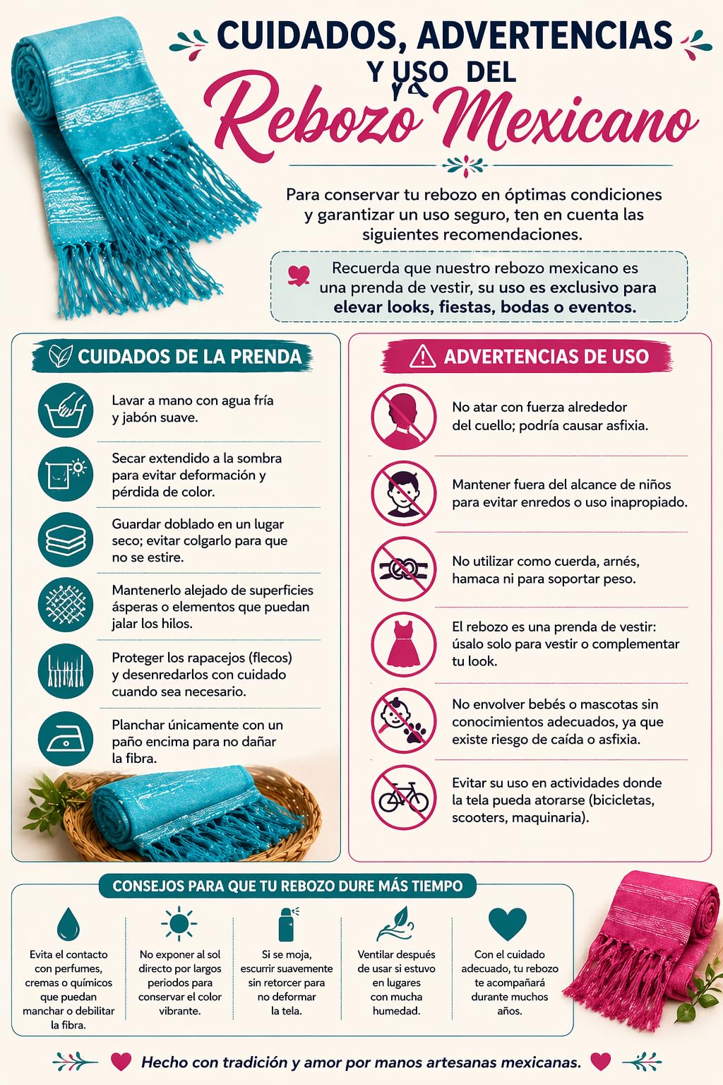 Genérico Rebozo mexicano artesanal de algodón La Revuelta – Hecho a mano en Tlaxcala, tejido tradicional, diseño auténtico