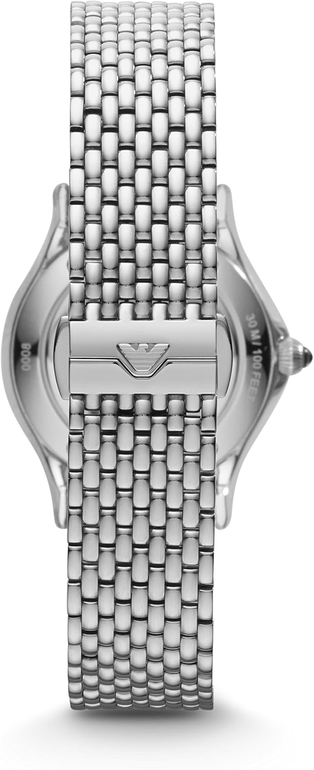 Emporio Armani Swiss Orologio da donna a due lancette in acciaio inossidabile, cassa da 28 mm, cinturino in acciaio inossidabile da 14 mm Emporio Armani Swiss Orologio da donna a due lancette in acciaio inossidabile, cassa da 28 mm, cinturino in acciaio inossidabile da 14 mm