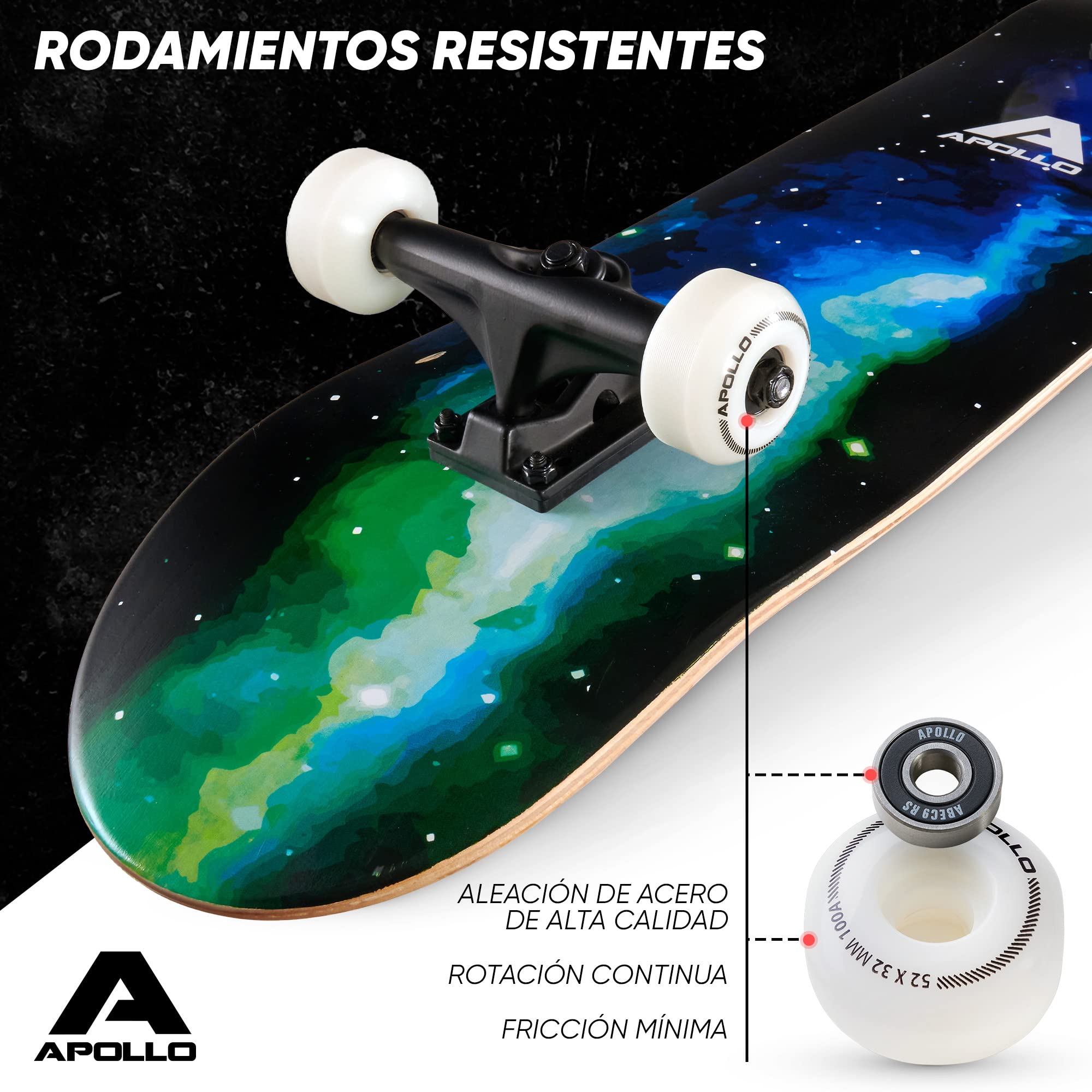 Apollo Skateboard Niño | Monopatín Niño y Skateboard Adulto Todo en Uno | Tabla de Skate de 7 Capas, Moderna, Cóncava Media, Rodamientos ABEC-7 | Conducción Ideal con Cada Estilo
