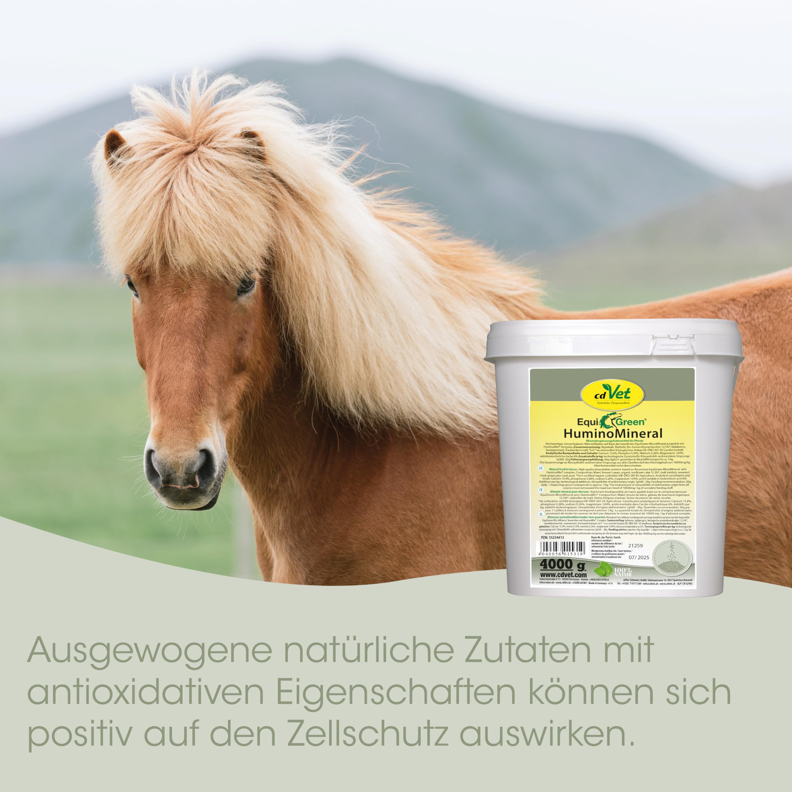cdVet EquiGreen HuminoMineral 4 kg - Mineralfutter Pferde mit HuminoMin® Komplex Zink Magnesium