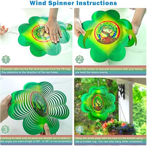 Miniatura 4 de Molinillos de viento de acero inoxidable 3D de 12 pulgadas, molinillos de viento cinéticos para patio, patio trasero, arte al aire libre,