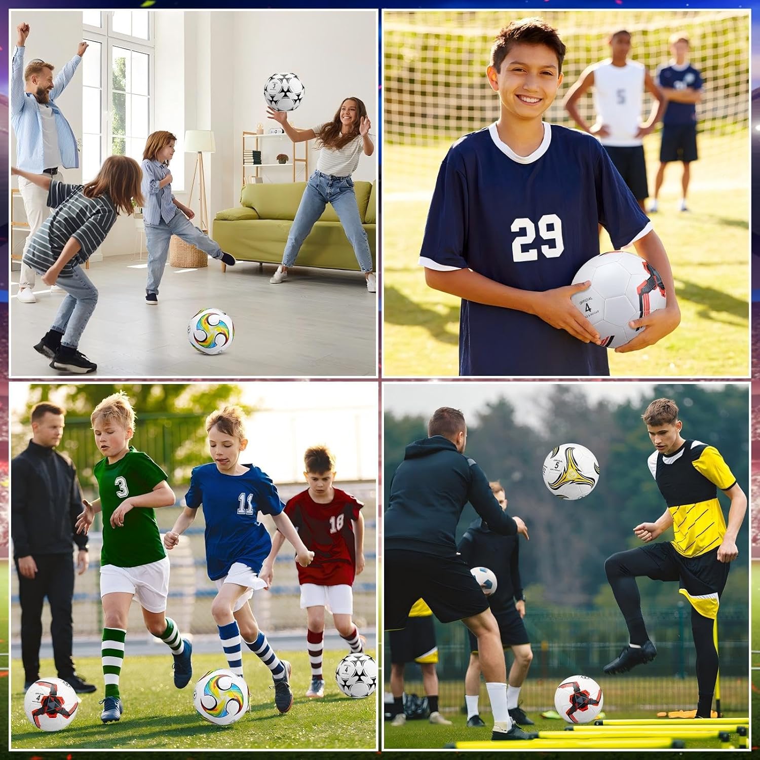 Tradder 4 Pack Soccer Ball with Pump Size 3 4 5 Deflated Soccer Ball for Outdoor Indoor League Game Sport Practice Training Gift for Kid Youth Teen Adult Back to School - Image 6