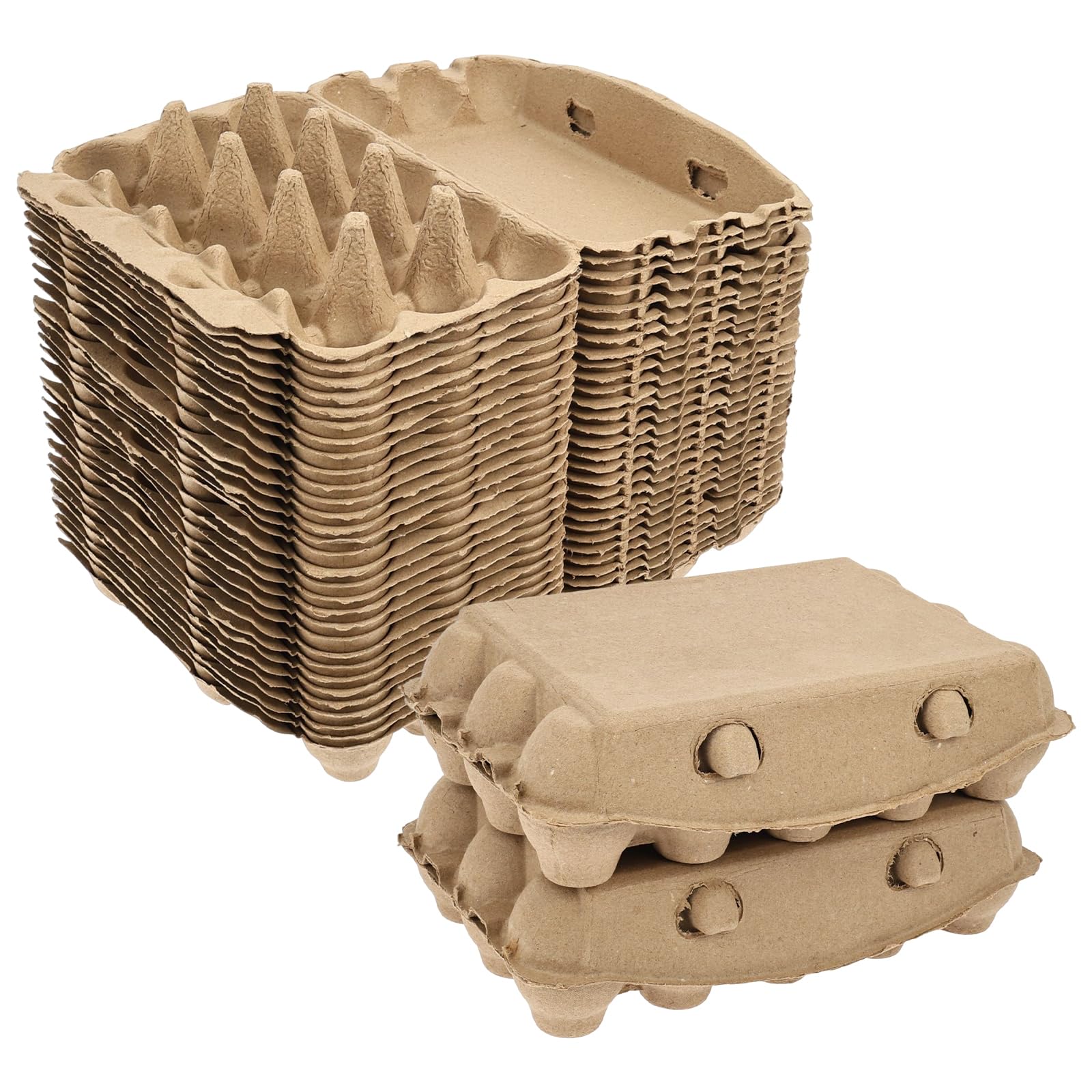 30 Pack Cardboard Egg Cartons, Biodegradable Paper Pulp Egg Boxes Holder for 15 Standard Chicken Eggs, Bulk Reusable Shockproof Protective Eggs Holder Storage Container for Fridge, Farm, Market
