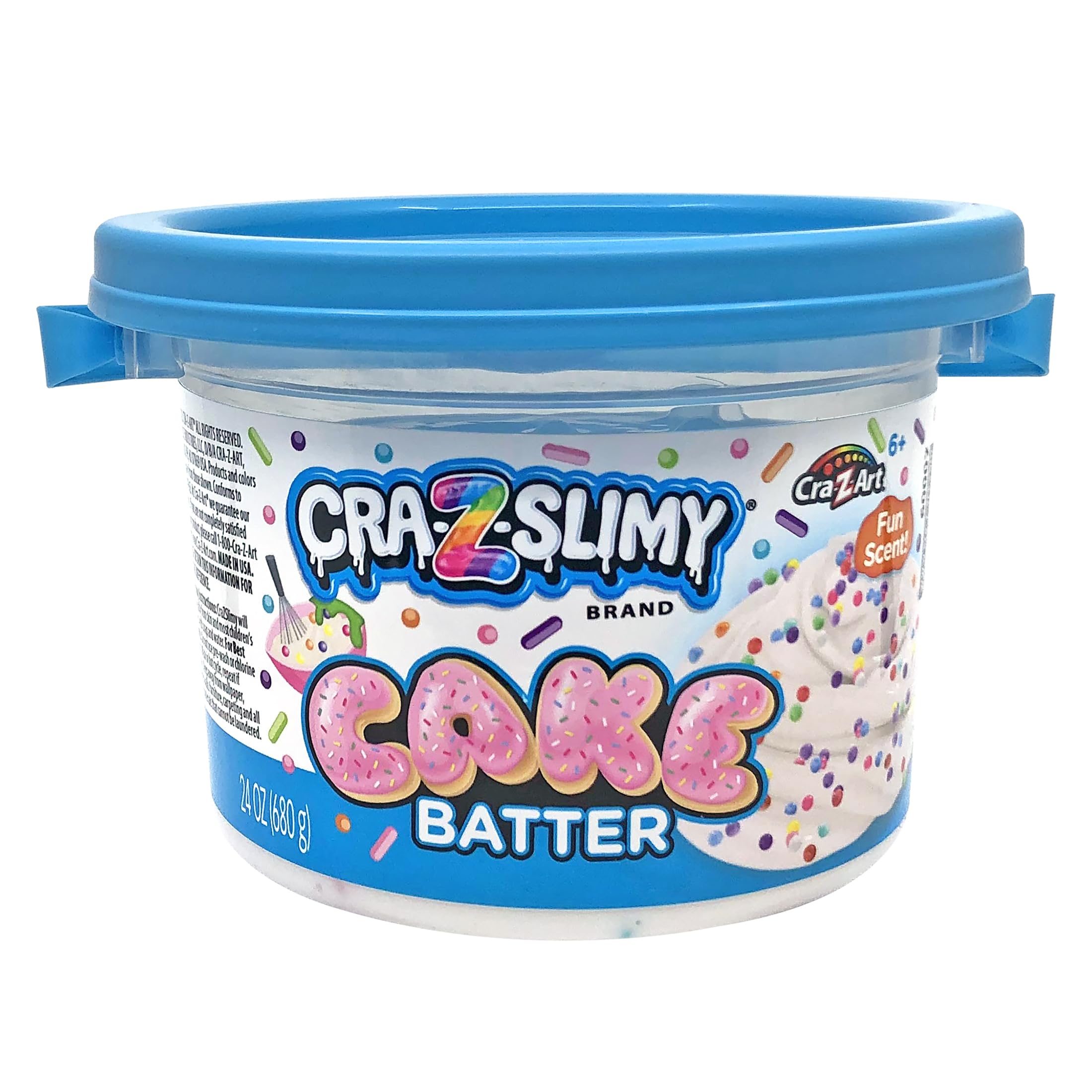 Cra-Z-Slimy Cake Batter Slime – 24 oz Extra Large Scented White Slime with Colorful Sprinkle Beads – Stretchy, Gooey, Mix-in Texture Fun