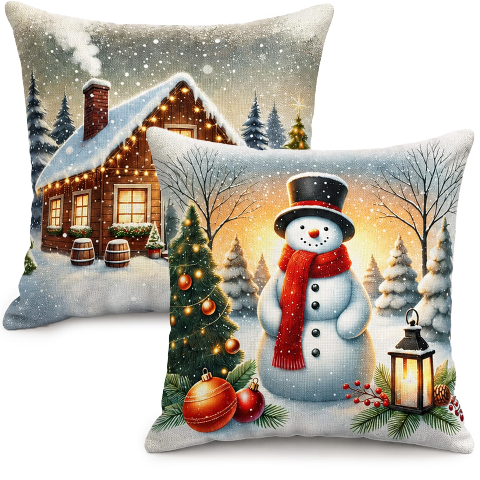 2Pcs Christmas Cushion Covers 45x45, Christmas Pillow Cases for Decorations