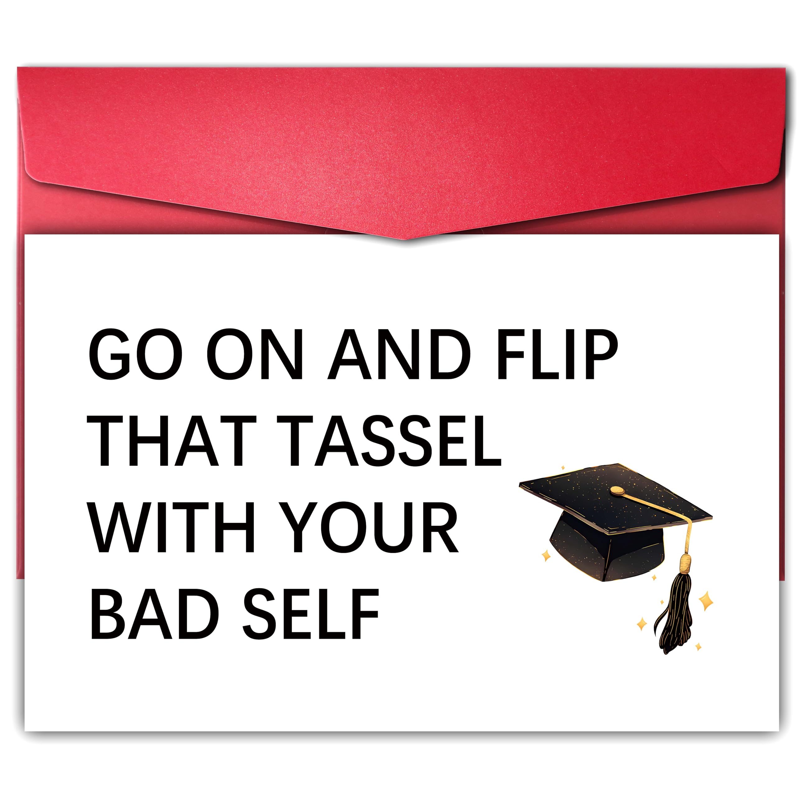 Bewoow Funny Graduation Card, ‘Go on and Flip That Tassel With Your Bad Self’ Humorous Graduation Card for High School and College Graduates, Witty