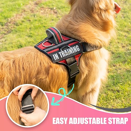 Miniatura 5 de Arnés reflectante para perro, arnés antideslizante sin tirones para perro con 8 parches para perros, arnés ajustable en servicio de entrenamiento
