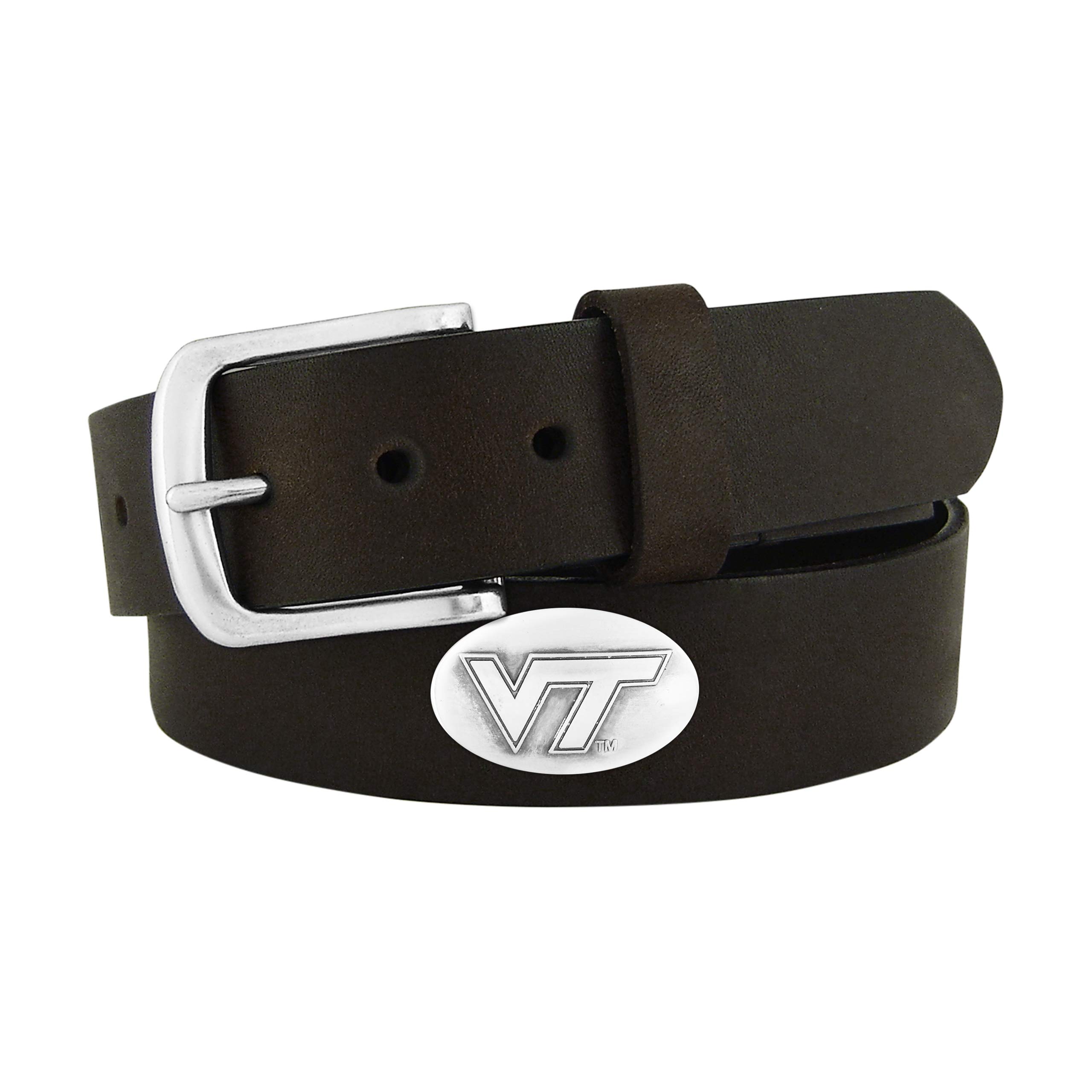 NCAA Virginia Tech Hokies Zep-Pro Leather Concho Belt, Brown, 34-inches