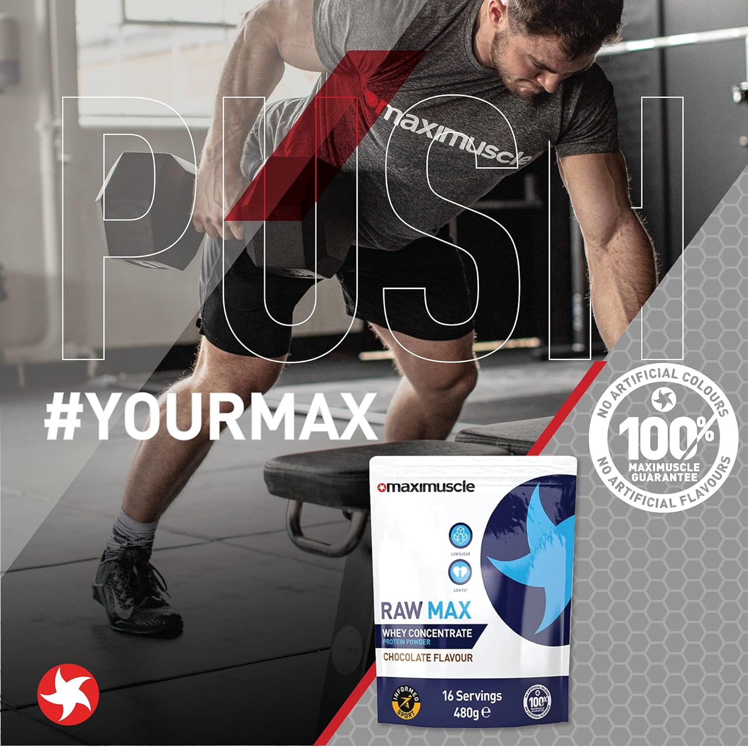 Maximuscle Raw Max Whey Concentrate Protein Powder for Muscle Growth