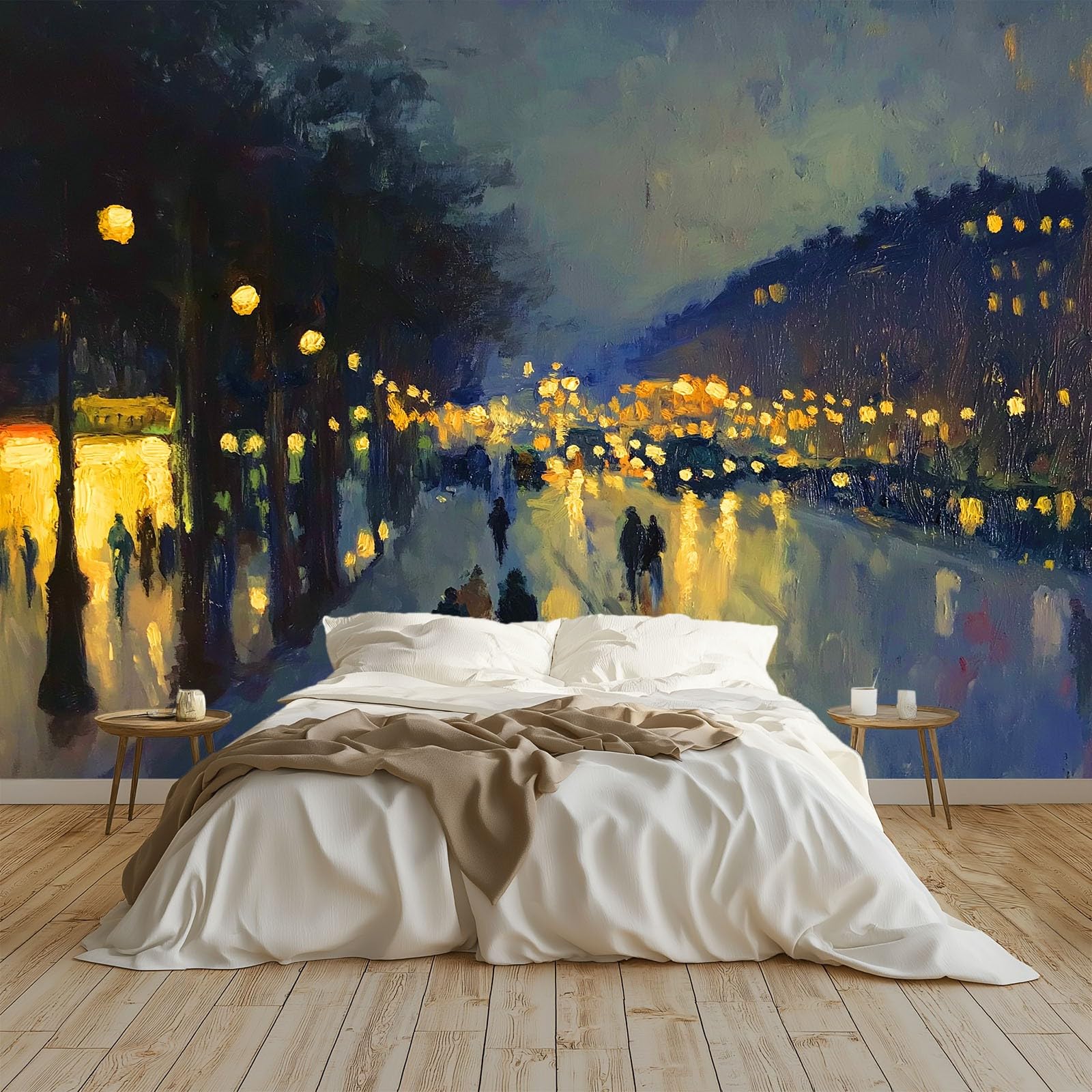 Fototapeta 3D z włókniny, 350 x 256 cm, krajobraz miasta, Paryż, ulica, scena, fototapeta, mural, niebieski, wysokiej jakości, artystyczny nadruk, plakat, dekoracja do salonu, sypialni dziecięcej i