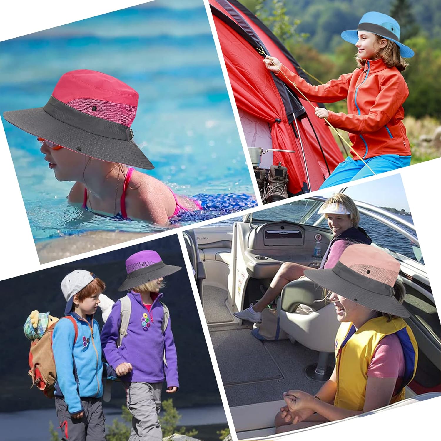 Century Star Kids Sun Hat Ponytail Girls UPF 50 Bucket Cap Summer Beach Fishing Kids Hat Wide Brim Adjustable Swim Hat - Image 6