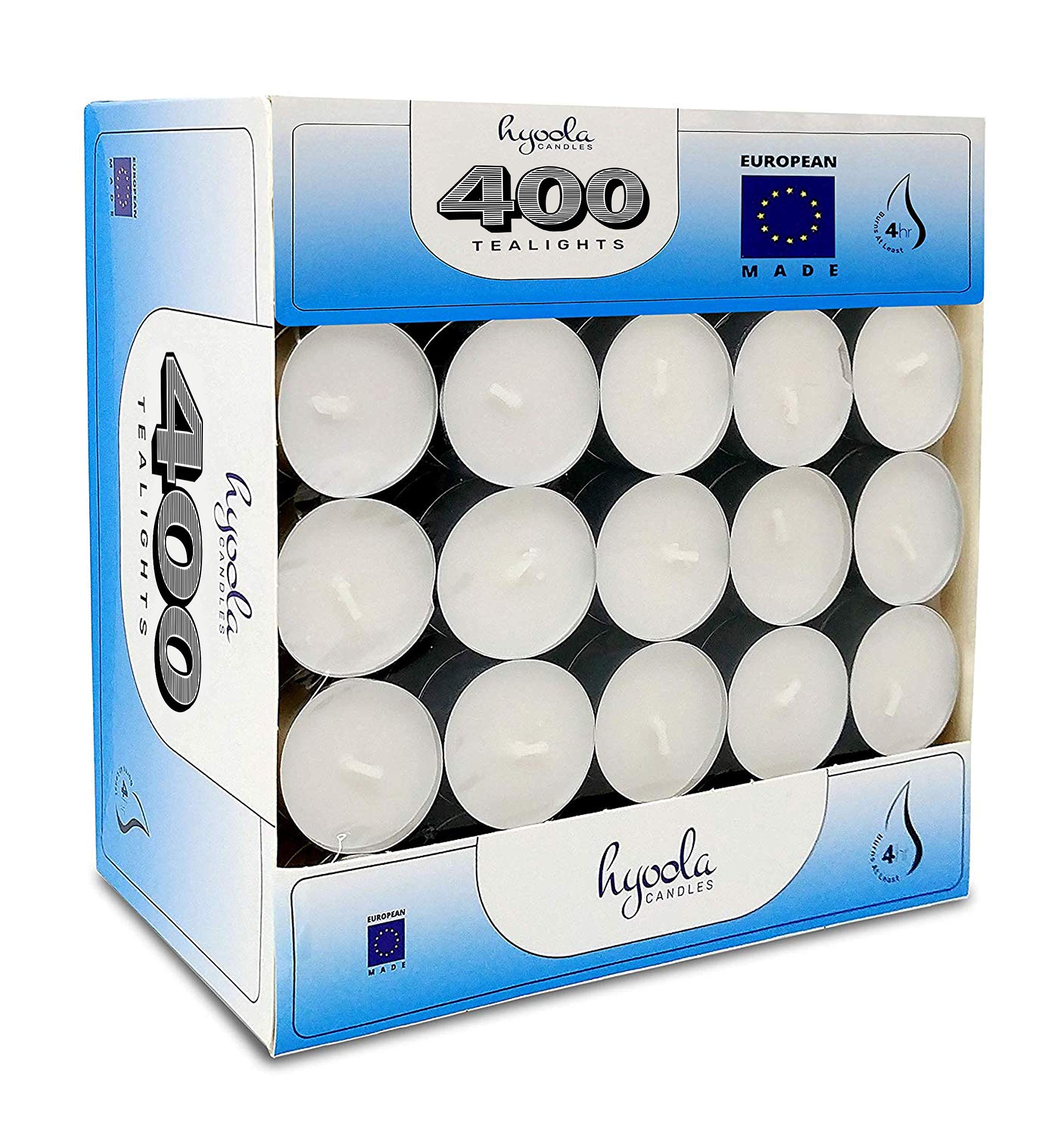Hyoola Candele Tealight - Set da 400 Candele Bianche Sfuse - Candele Piccole - Lumini Bianchi Made in Europe