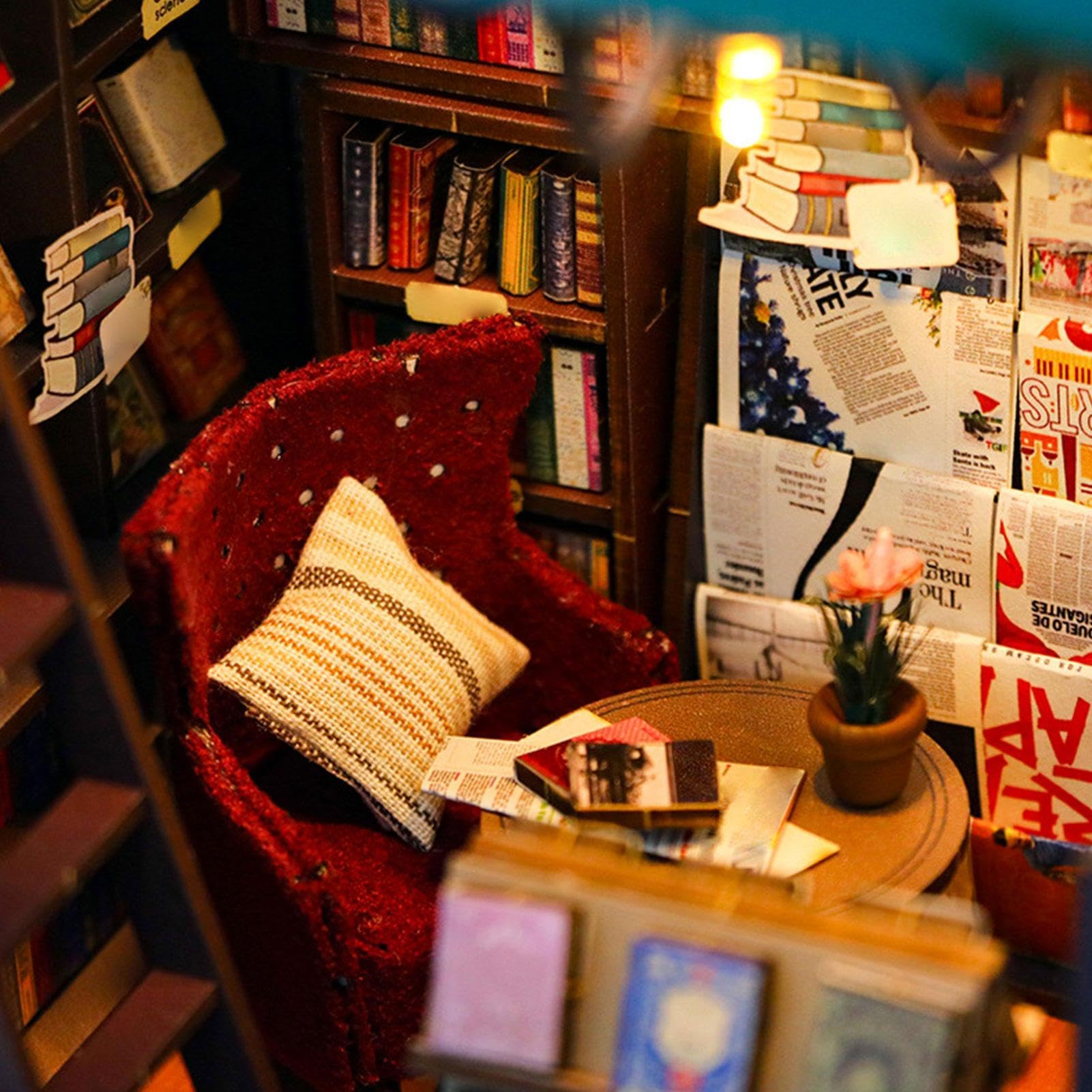 Kit Angolo Lettura Kit Casa In Miniatura | Angolo Illuminato Creativo Per Scrivania Ufficio Casa Studio Giardino Fatato Soggiorno Display Libreria