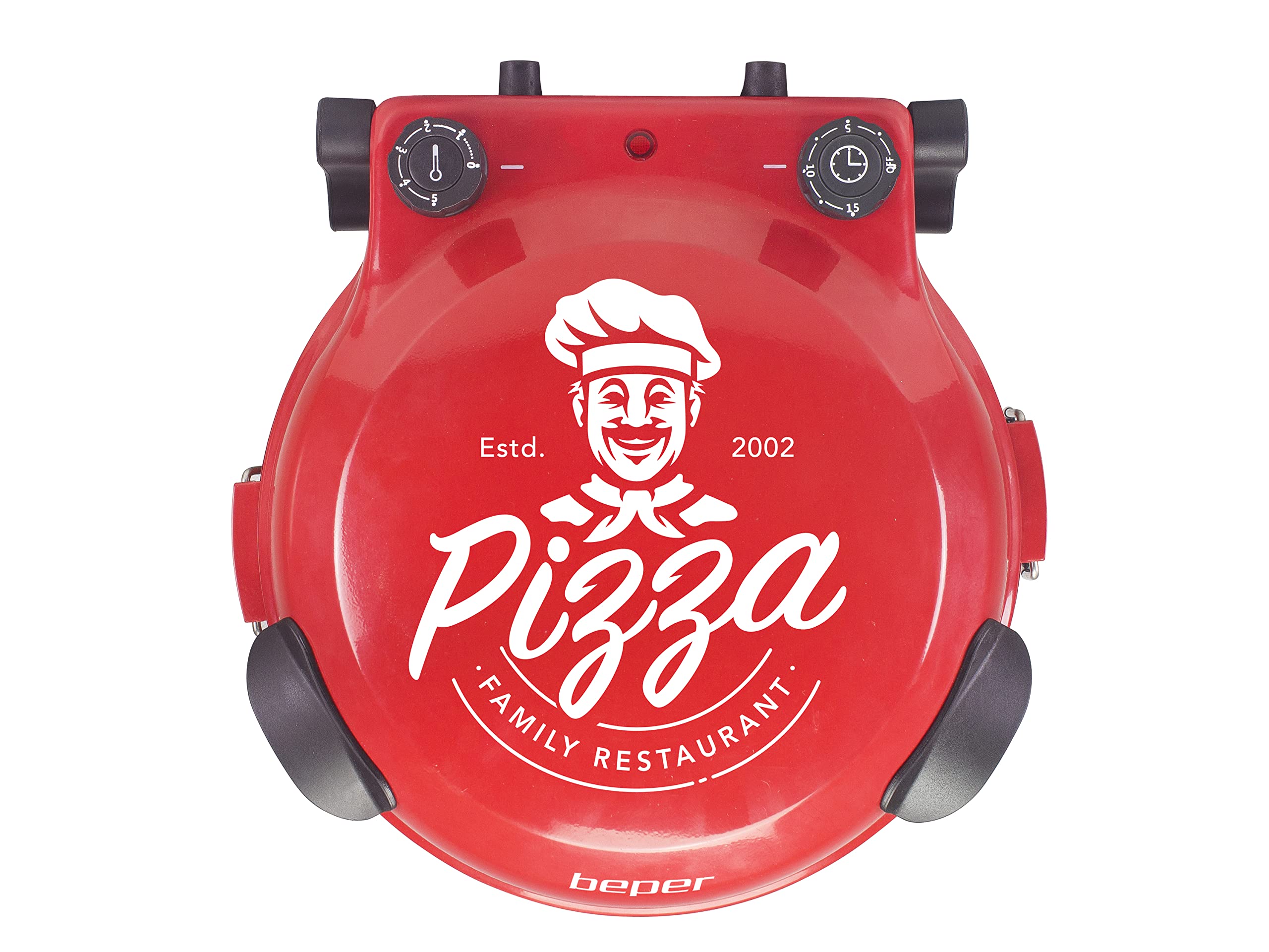 BEPER P101CUD300 Horno de Pizza con Placa Refractaria Extraíble - Horno de Pizza Eléctrico con 5 Planos de Cocción y Temporizador