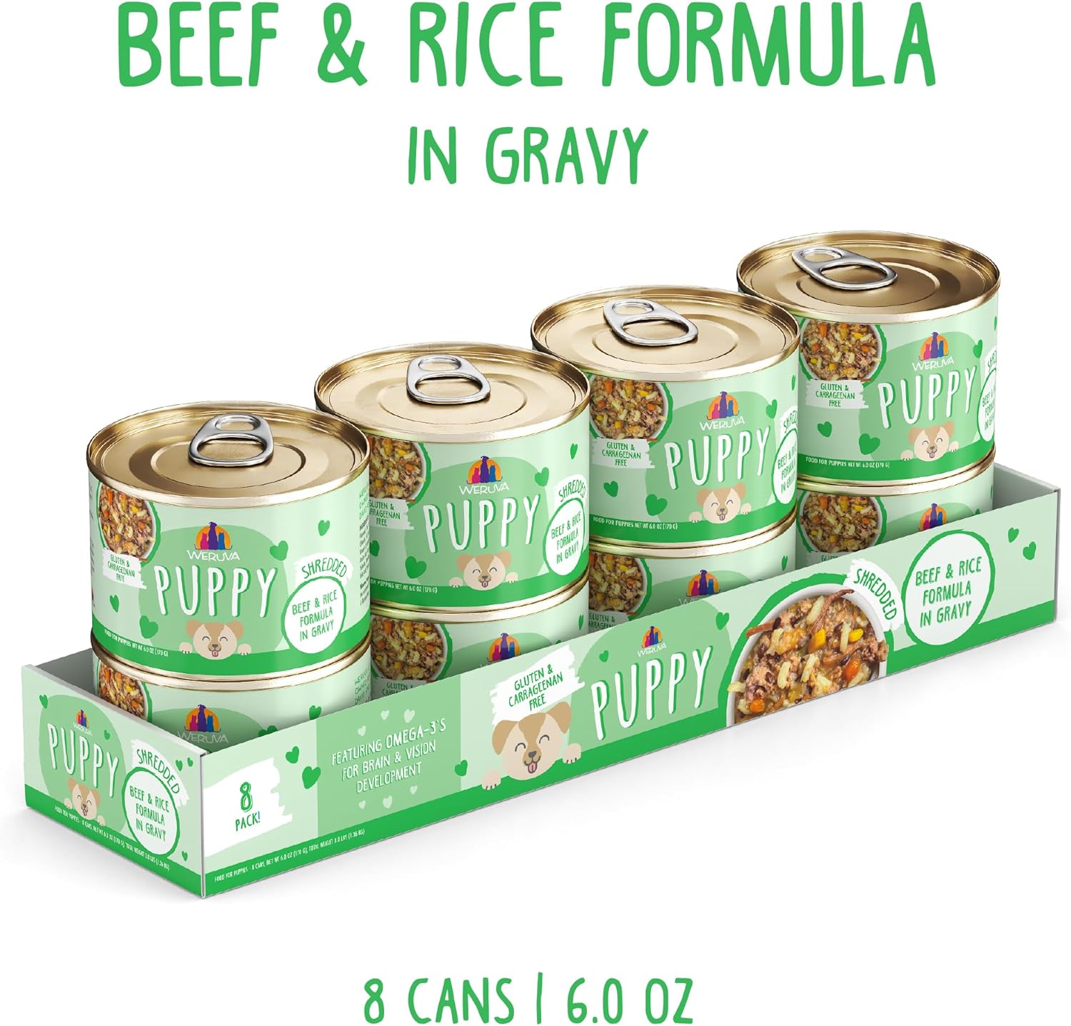 Weruva Puppy, Beef and Rice Formula in Gravy, 6oz Can, Pack of 8