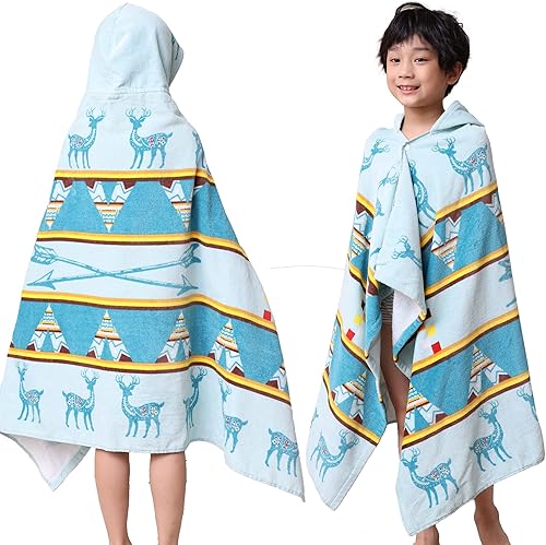 LOBETOAED Toalla de baño de playa con capucha para niños, poncho de surf para bebés, bata cambiadora de algodón real suave para niños y niñas, para