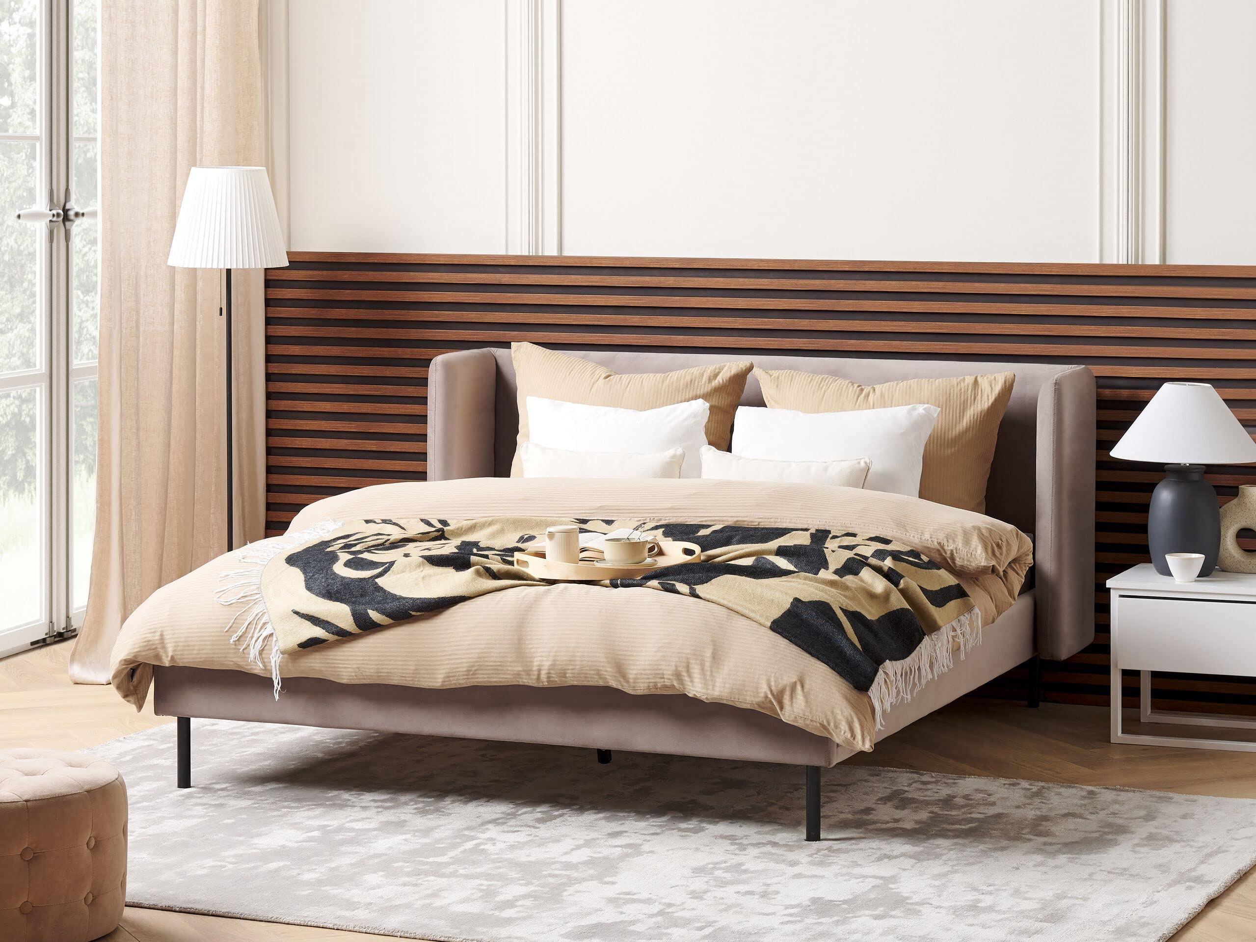 Beliani - Letto Ad Acqua Con Panca Contenitore Velluto Noyers 160 X 200 Cm Noyers 496059