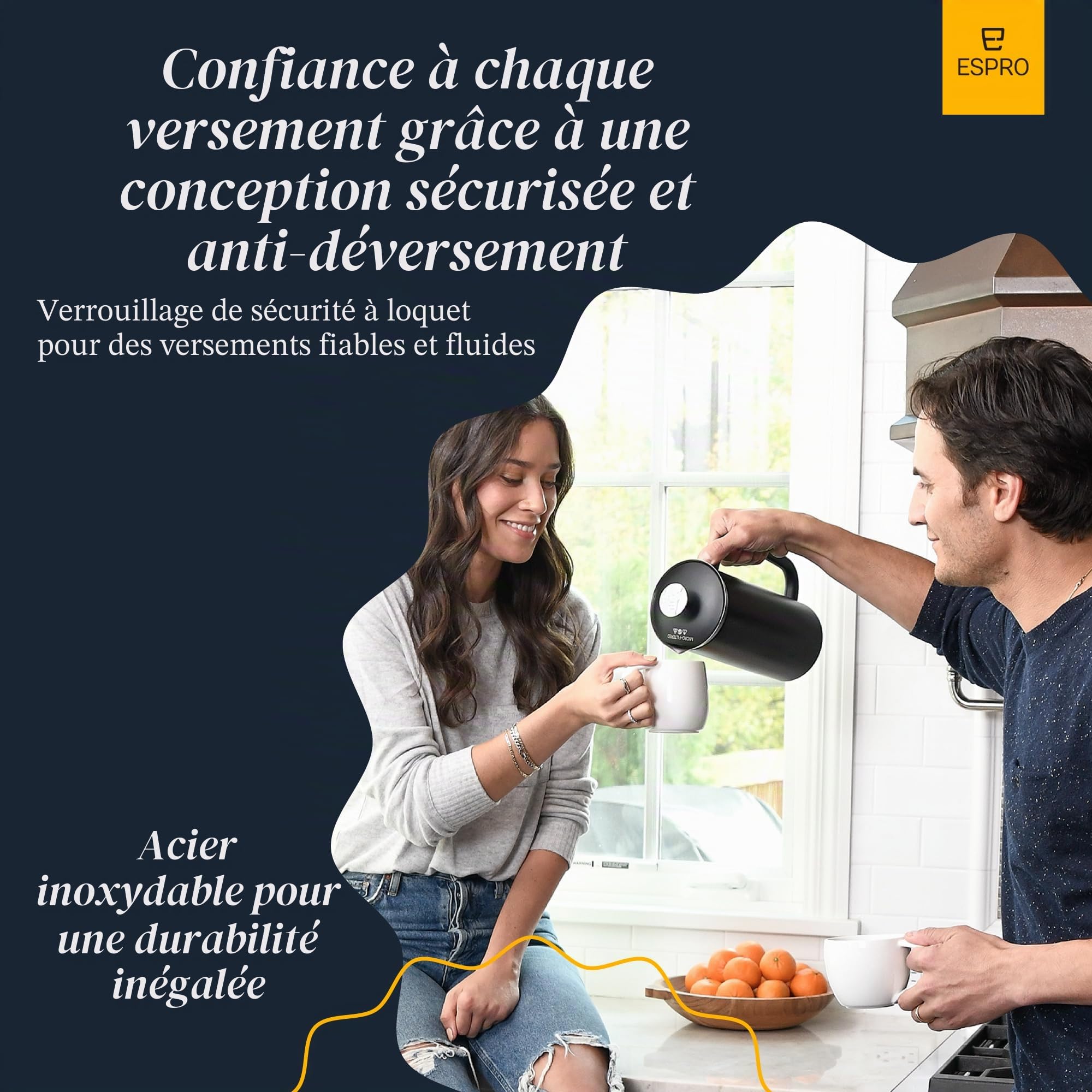 Espro P7 French Press Cafetière à piston isotherme à double paroi en acier inoxydable avec micro-filtre – Garde les boissons chaudes plus longtemps, parfait pour la maison (noir mat, 45 oz)