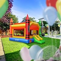 Vista 7 de Cloud 9 Crayon - Casa de rebote con soplador - Gorila inflable grande para niños con tobogán