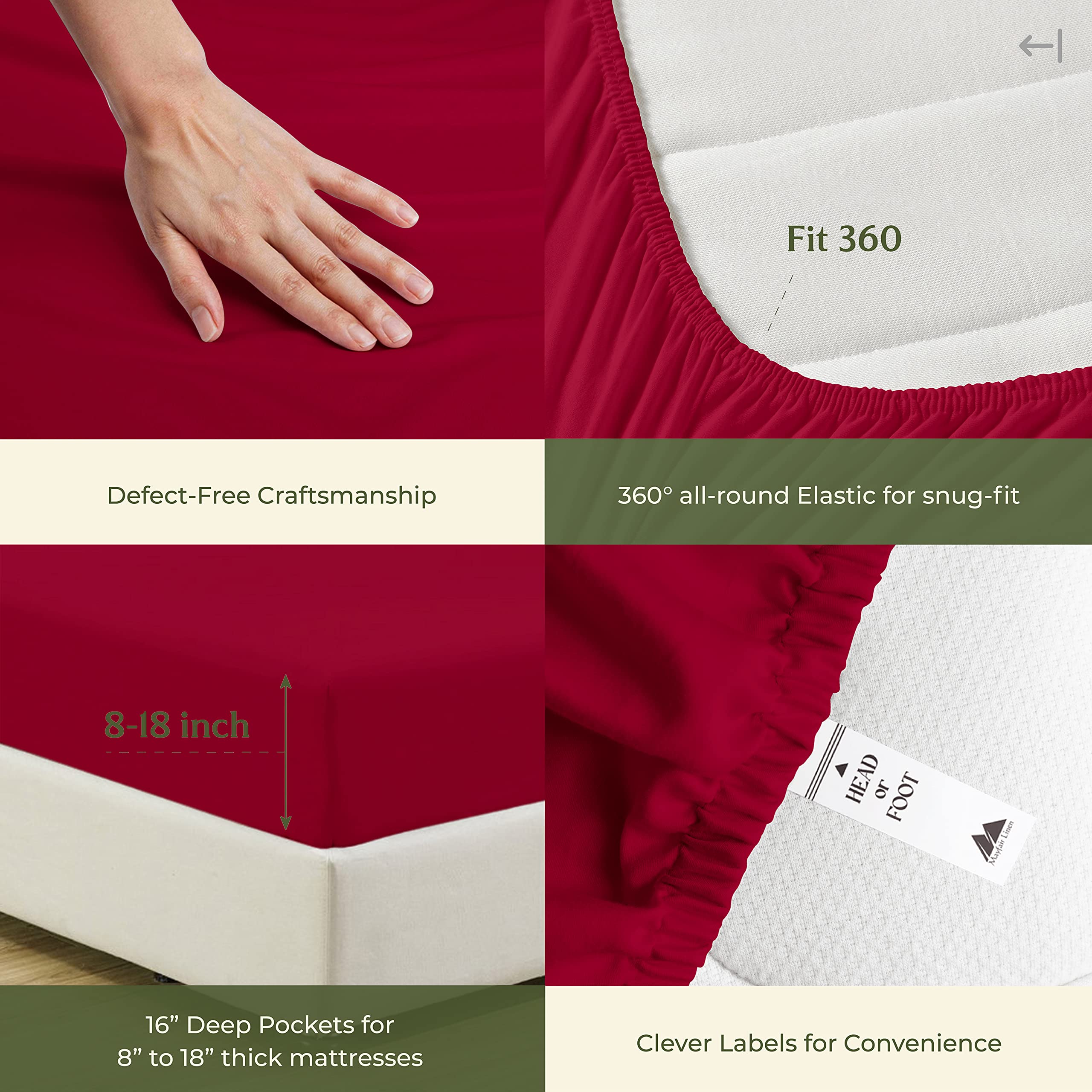 Mayfair Linen Beddengoed Collectie 600 Draad Count Sprei 100% Egyptische Katoen Sheet Set Satijn Weave Diepe Pocket Premium Kwaliteit Beddengoed Set Donkergrijs Koningin