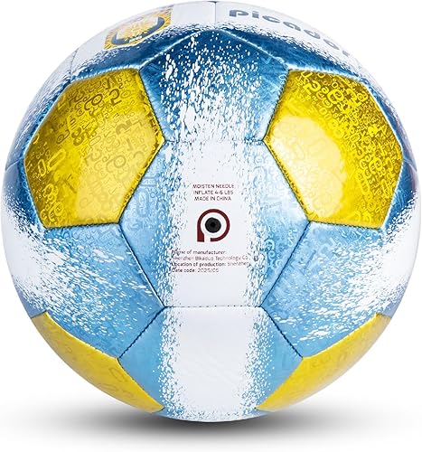Miniatura 2 de PP PICADOR Balones de fútbol tamaño 4, pelota de fútbol de cuero láser para entrenamiento deportivo y juego de partidos, juego de bolas de fútbol
