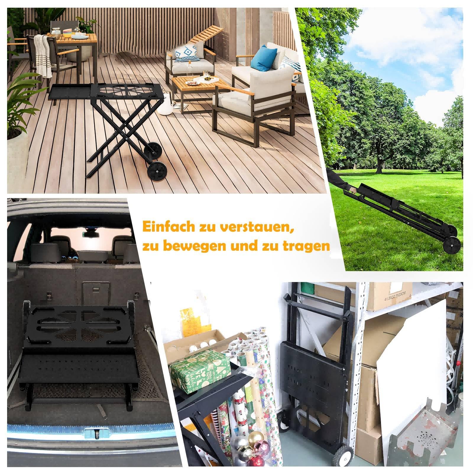 Soporte para Parrilla Ninja OG701, Carros Plegables para Barbacoa al Aire Libre, Carrito de Plegable Portátil con Mesa