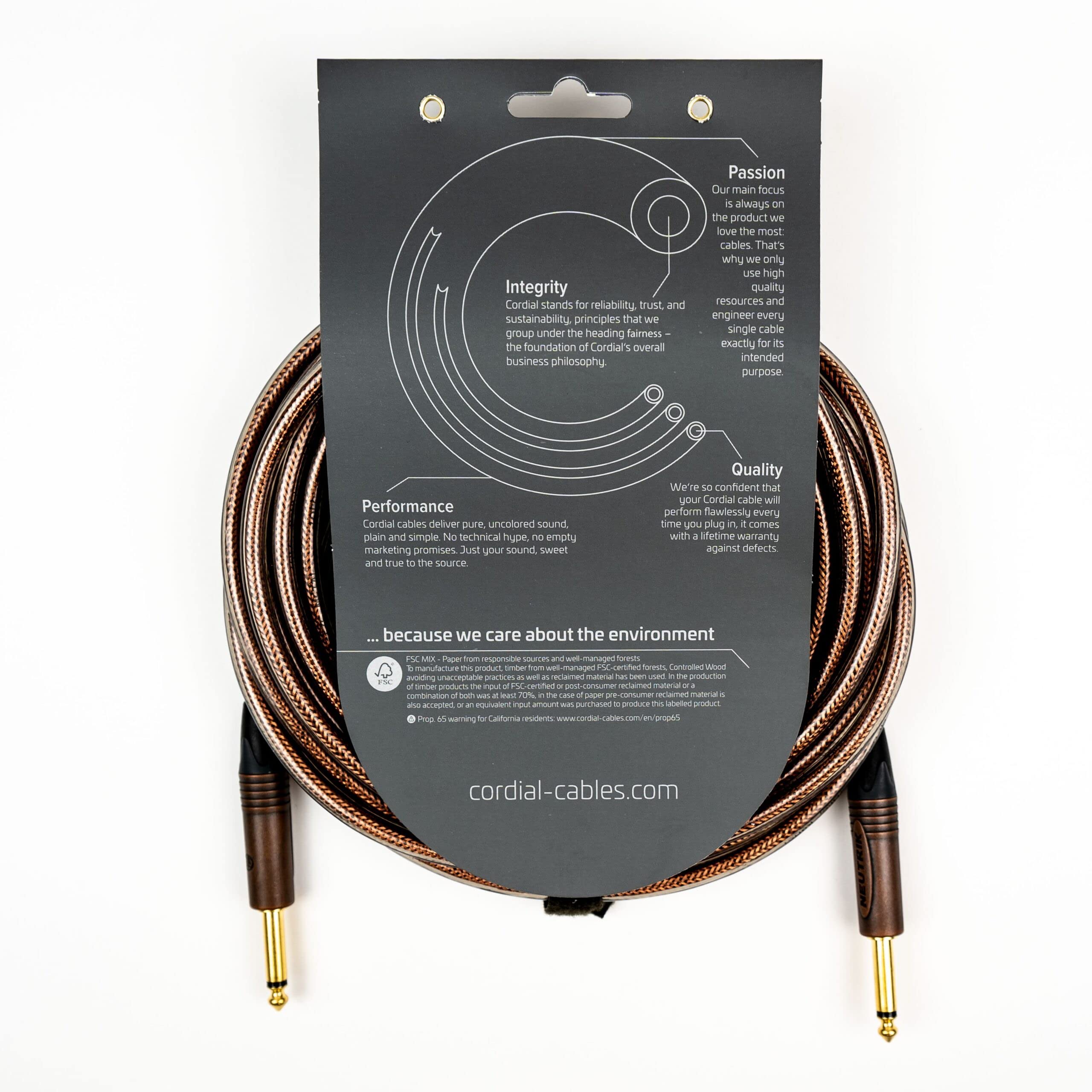 Cordial - Cavo Strumento 6m Jack TS Mono a Jack TS Mono, Connettori Neutrik Placcati Oro, Rivestimento Metallico, Alta Qualità Audio (CSI 6 PP-METAL)
