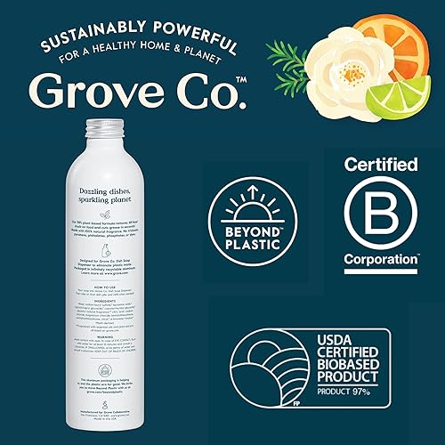 Miniatura 9 de Grove Co. Ultimate - Recambios de jabón para platos (3 x 16 onzas líquidas) + dispensador de jabón para platos de vidrio recargable para fregadero