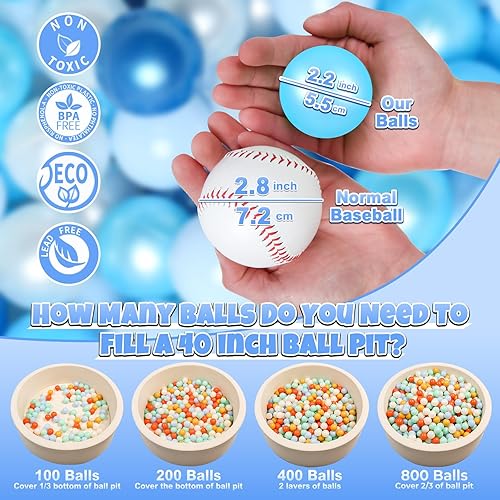 Miniatura 2 de GOGOSO Pelotas para niños pequeños, paquete de 50, 100, 200 bolas de plástico, sin ftalatos, sin BPA, no tóxicas, de 2.2 pulgadas, a prueba