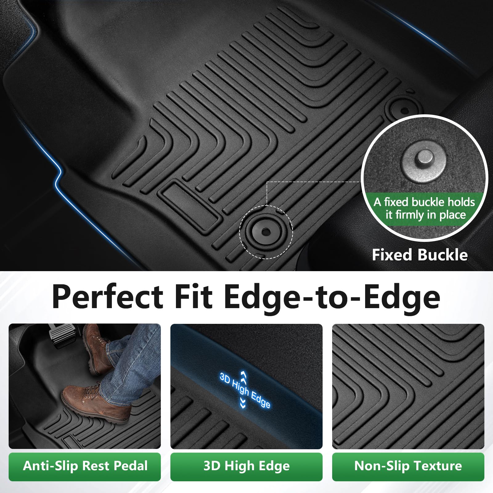 Cacartist Floor Mats Custom Fit for Kia Seltos 2021 2022 2023 2024 2025 2026 for Seltos Accessories TPE 3D All Weather 1st & 2nd Row Heavy Duty Waterproof Durable Floor Liners in use