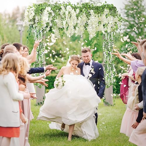 Miniatura 4 de Findosom Guirnalda de flores artificiales de glicina, 10 unidades en total de 72 pies de flores colgantes de glicina blanca, guirnalda de flores
